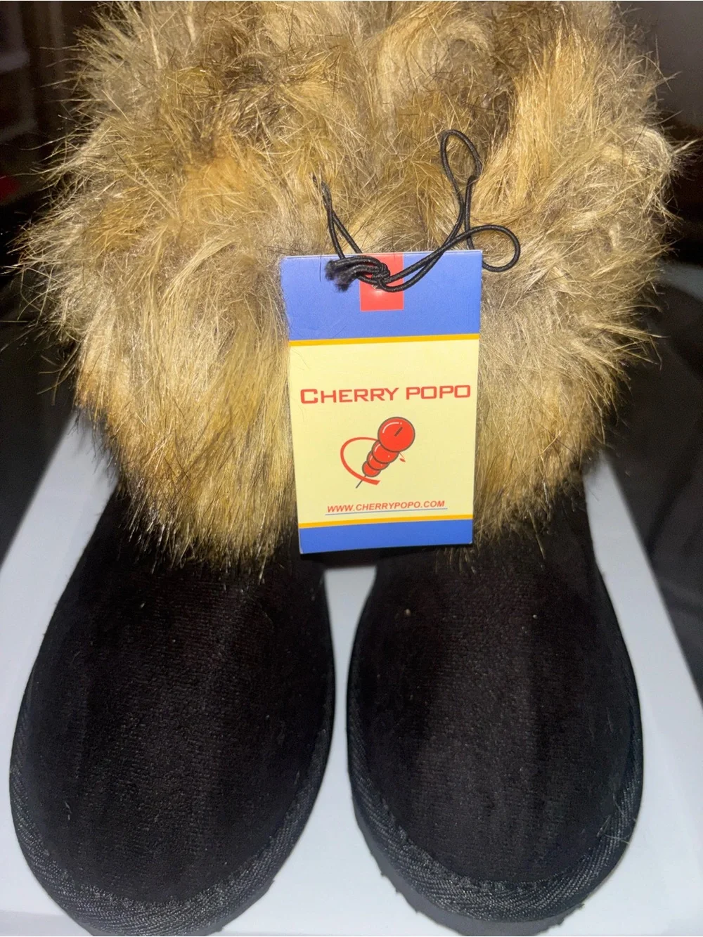 Women's Black Winter Faux-Fur Trim Boots